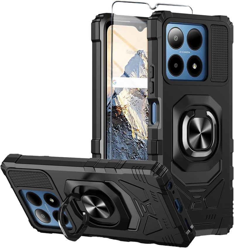 Mocotto for Boost Summit 5G Phone Case with Tempered Glass Screen Protector,Military Grade Heavy Duty Shockproof Protective Cover,with Ring Kickstand (Boost Summit 5G,Black) - Image 1